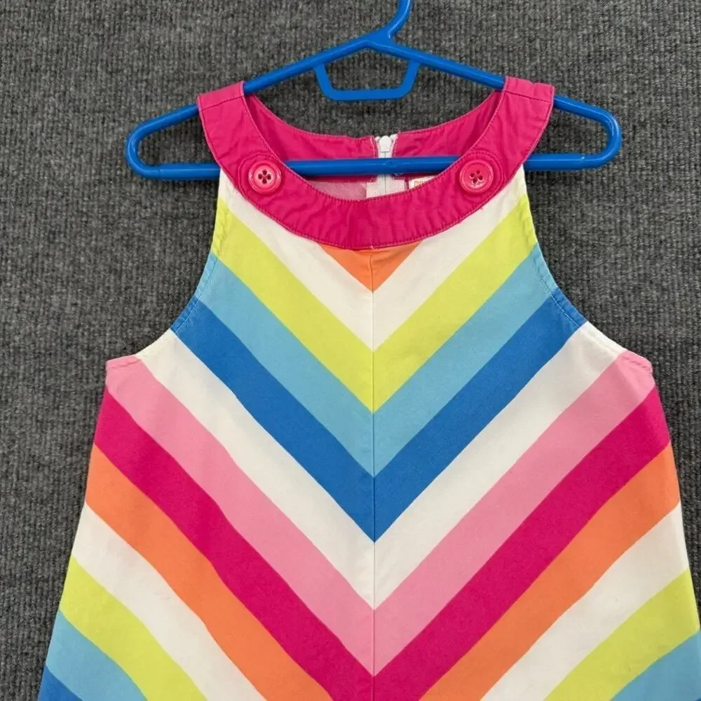 Gymboree Rainbow Cabana Dress Girls 8 Multicolor Chevron Sleeveless Cotton
